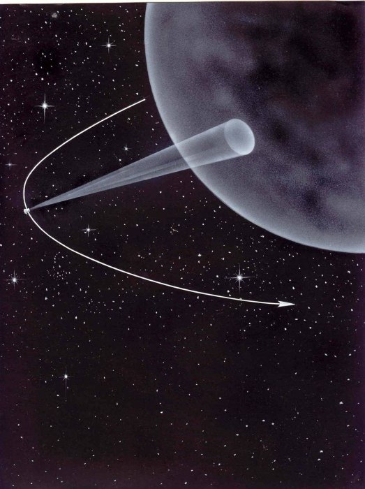 [Mariner Venus fly by schematic]