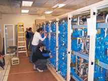 Figure 3. One thousand three hundred cables have been installed in the first correlator quadrant in its oxygenated AOS technical building home.  Automated software detected two interchanged cables, which were quickly corrected.