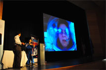 Figure 3: Carmen Gloria Jimenez connected the attendants to her talk via video-conference to the Mars Desert Research Station in the United States.