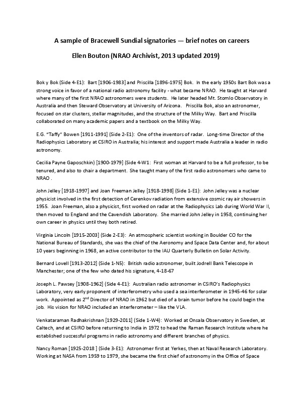 C-Pt2.Bracewell.B3.SUNDIAL.Appendix-B3.NRAO.web.site.biogs of Sample sundial signatories.30july2019.pdf