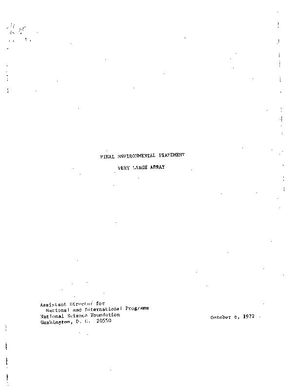 19721006 Final Environmental Statement, Very Large Array.pdf
