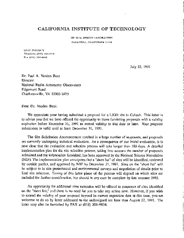 LIGO corresp 22071991.pdf