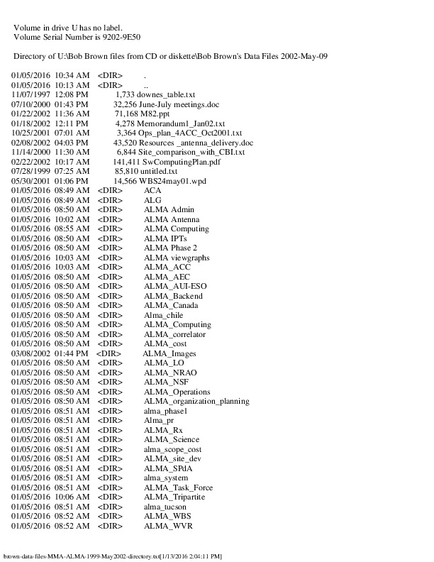 http://jump2.nrao.edu/dbtw-wpd/Textbase/Documents/brown-data-files-MMA-ALMA-1999-May2002-directory.pdf