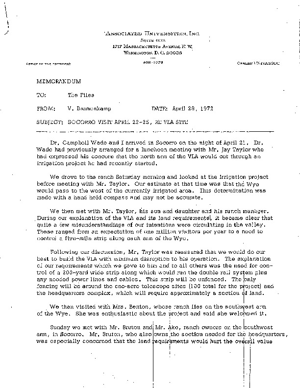 19720428 Memos re VLA site visits.pdf