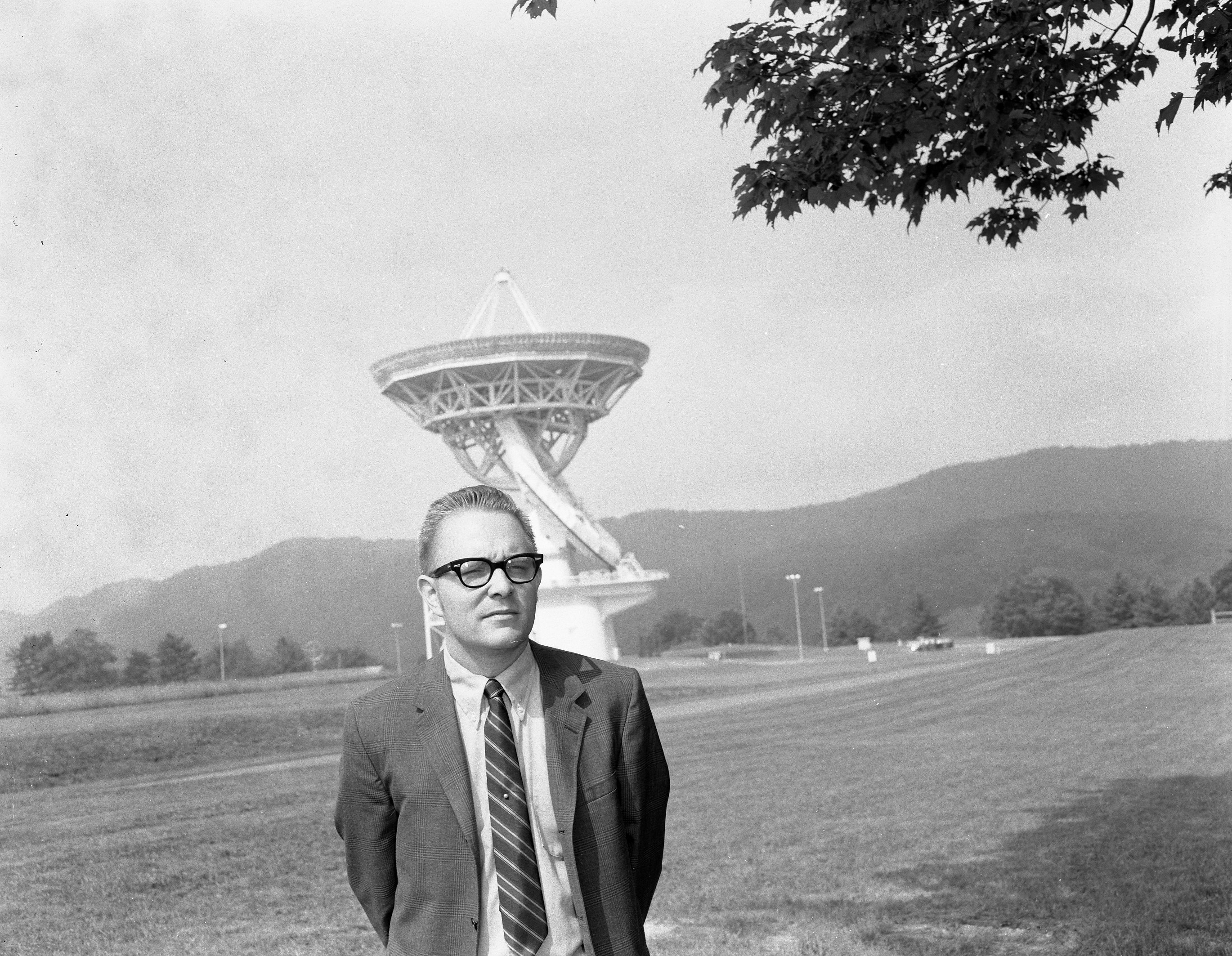 Lew Snyder in front of 140 Foot Telescope