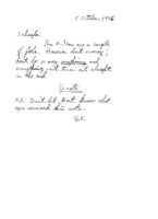 Grote Reber to Schuyler C. Reber, Jr re: Brief personal note