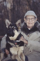 John D. Kraus with German shepherd Ursula