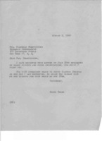 Grote Reber to Isabelle Goldfischer re: Schedule for Reber&#039;s visits to radio astronomy labs