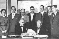 Signing First NSF/AUI Agreement, 17 November 1956