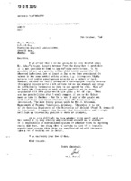 R. D. Brock to D. Martin re: Brock&#039;s reply to Martin&#039;s letter of 9/21/1964 regarding GR&#039;s beans