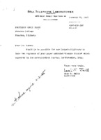 Leah R. Smith to Grote Reber re: Request for 2 reprints of 1944 ApJ Cosmic Static paper for Bell Labs library
