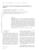 Asymmetry of Jets, Lobe Length and Spectral Index in Quasars