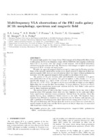 Multifrequency VLA Observations of the FR I Radio Galaxy 3C 31: Morphology, Spectrum and Magnetic Field