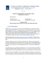 NRAO Comments to NTIA on Development of a National Spectrum Strategy