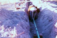 VLA Master Slides: Laying Waveguide for the VLA, 1974