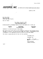 Milton Trautman to Grote Reber re: Receipt of radio carbon dating order 4/8/1960