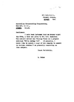 Grote Reber to Australian Broadcasting Corp. re: Request for a copy of radio  talk by Dr. R. S. Anderson : Twining Vines
