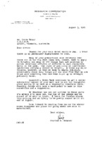 Charles H. Schauer to Grote Reber re: Acknowledgement of Reber&#039;s 7/14/1961 letter; mail from Green Bank