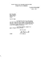 H. W. Babcock to Grote Reber re: Reply to GR&#039;s letter to Harold D. Babcock 5/28/1958, thanking him for the reprint