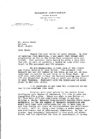 Charles H. Schauer to Grote Reber re: Responses to Reber&#039;s letter of 4/1/1958; suggests Reber visit William Woods in California