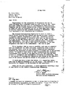 John P. Hagen to Grote Reber re: Requests that GR write to the FCC to support allocating certain frequencies for radio astronomy