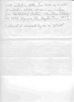 Grote Reber to  re: Note on return unopened of SR&#039;s letter to GR