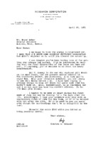 Charles H. Schauer to Grote Reber re: Response to Reber&#039;s letter of 4/15/1960; travel plans