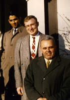 T.K. Menon, Dave Heeschen and Bart Bok at Harvard, ca. 1955.