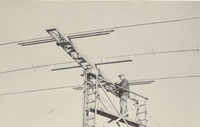 John D. Kraus adjusting  3-band rotary beam antenna for W8JK