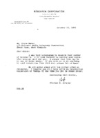 Charles H. Schauer to Grote Reber re: Acknowledgement of Reber&#039;s letter of 10/6/1960