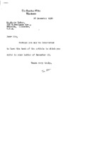 Editor, Manchester Guardian to Grote Reber re: Manchseter Guardian article, 11/25/1950