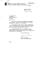 Malcolm M. Thomson to Grote Reber re: Reber&#039;s 2/13/1967 letter on Project Ozma