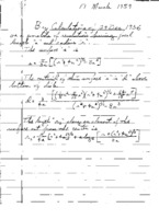 Notes and calculations on surface and area of dish, based on calculations of 29 Dec 1936