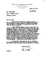 Charles H. Townes to Grote Reber re: Request for Reber&#039;s comments on portion of paper