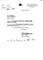 N.A. Whiffen to Grote Reber re: Forwarding 9/26 reprint request to Australia