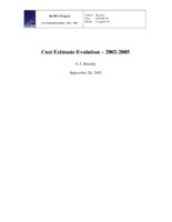 Cost Estimate Evolution 2002-2005, 26 September 2005