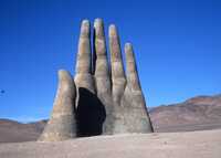 Hand in the Desert sculpture