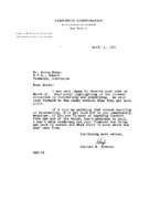 Charles H. Schauer to Grote Reber re: Acknowledgement of 3/24/1957 letter; assurance of further financial support as needed