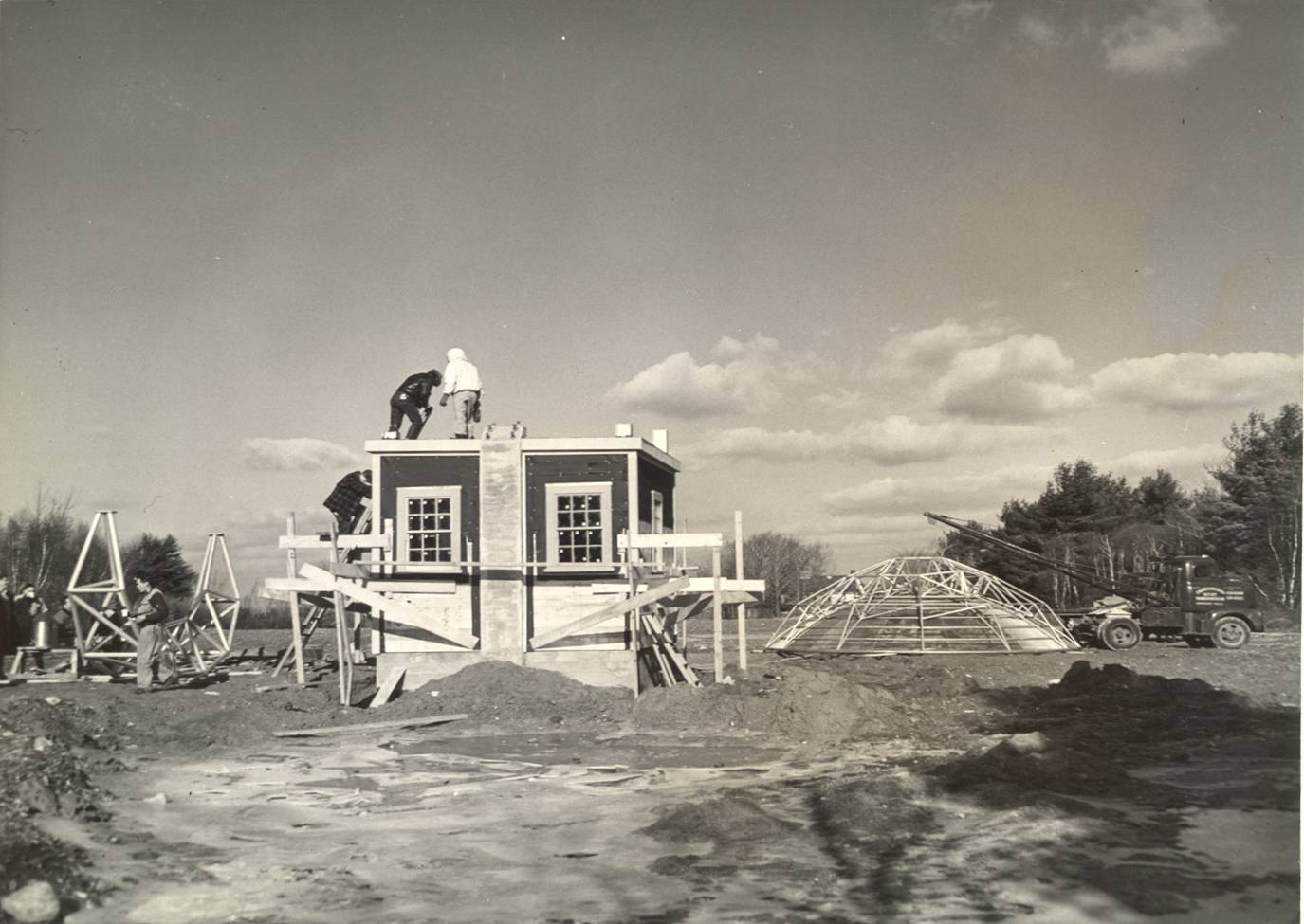 [Preparing roof of control building]