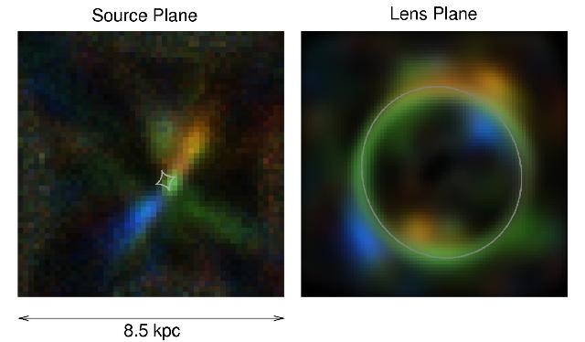 Two views of distant galaxy